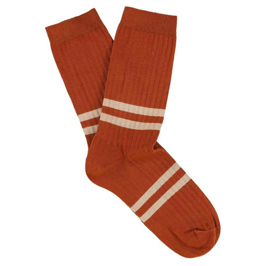 Women Stripes Brick / Pink - socks | Escuyer