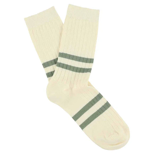 Women Stripes socks - Ecru / Khaki | Escuyer