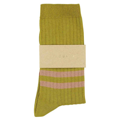 Women Stripes Mustard / Pink - socks | Escuyer - de inKijk
