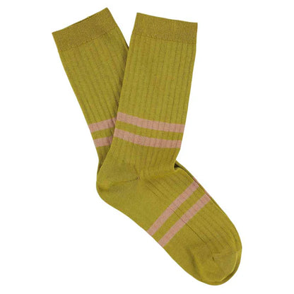 Women Stripes Mustard / Pink - socks | Escuyer - de inKijk