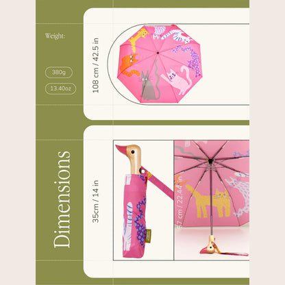 Eco-vriendelijke Paraplu - fuschia arty cats | Original Duckhead