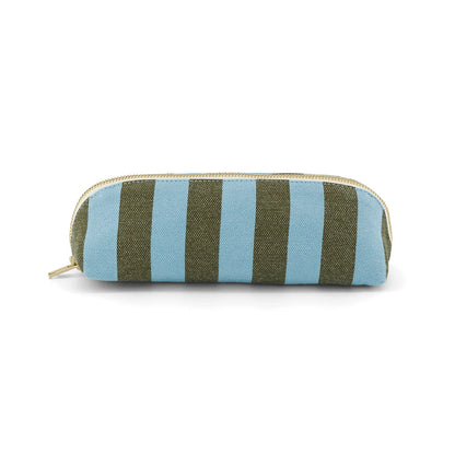 Pencil case - Gaston - Olive / Blue Stripes | Rose in April