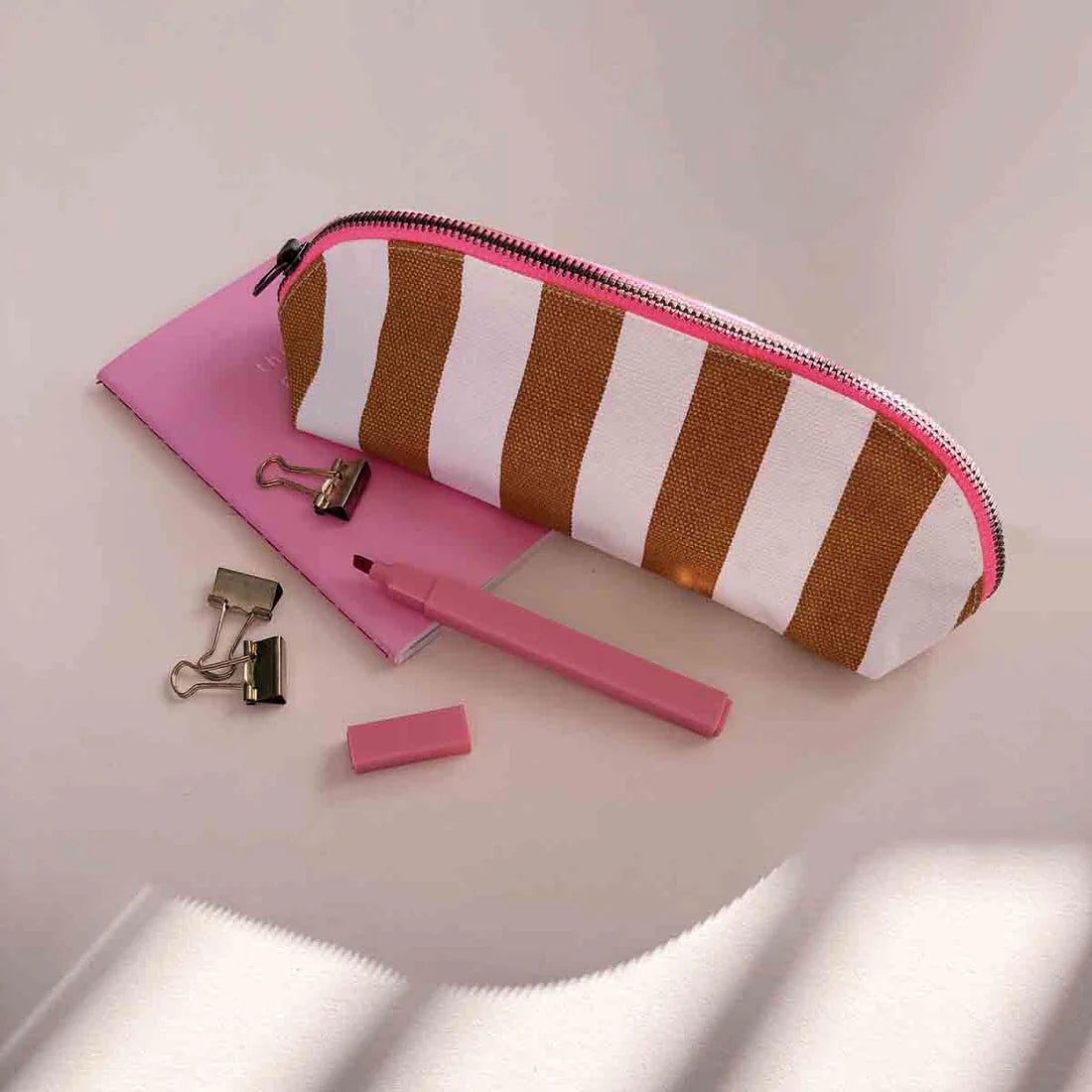 Pencil case - Gaston - Caramel Stripes | Rose in April
