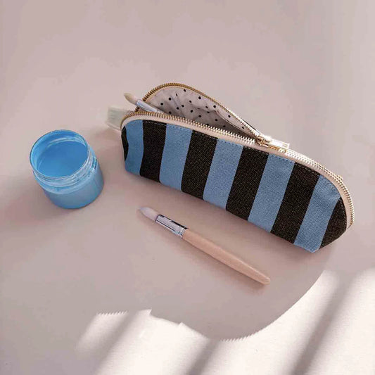 Pencil case - Gaston - Olive / Blue Stripes | Rose in April
