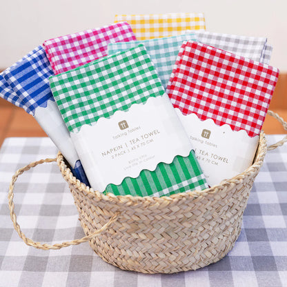 Napkin/Tea Towel - blue & white gingham - pack of 2 | Talking Tables
