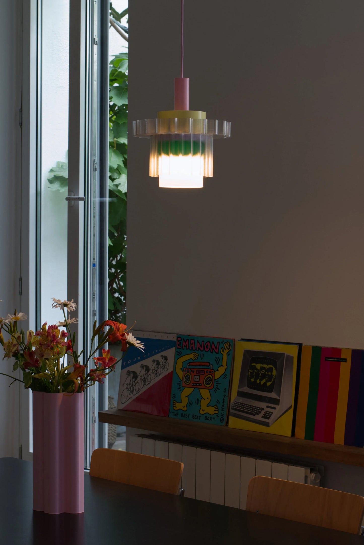 Hanglamp Gigi XL - roze kabel | Warren & Laetitia