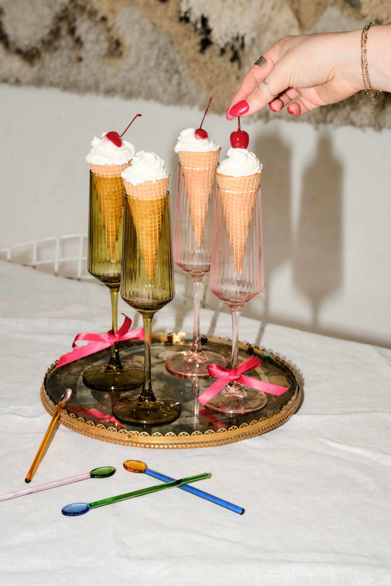 The Luna Champagne Flutes - set of 2 - Olive | Here's How