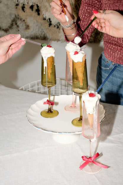 The Luna Champagne Flutes - set of 2 - Olive | Here's How