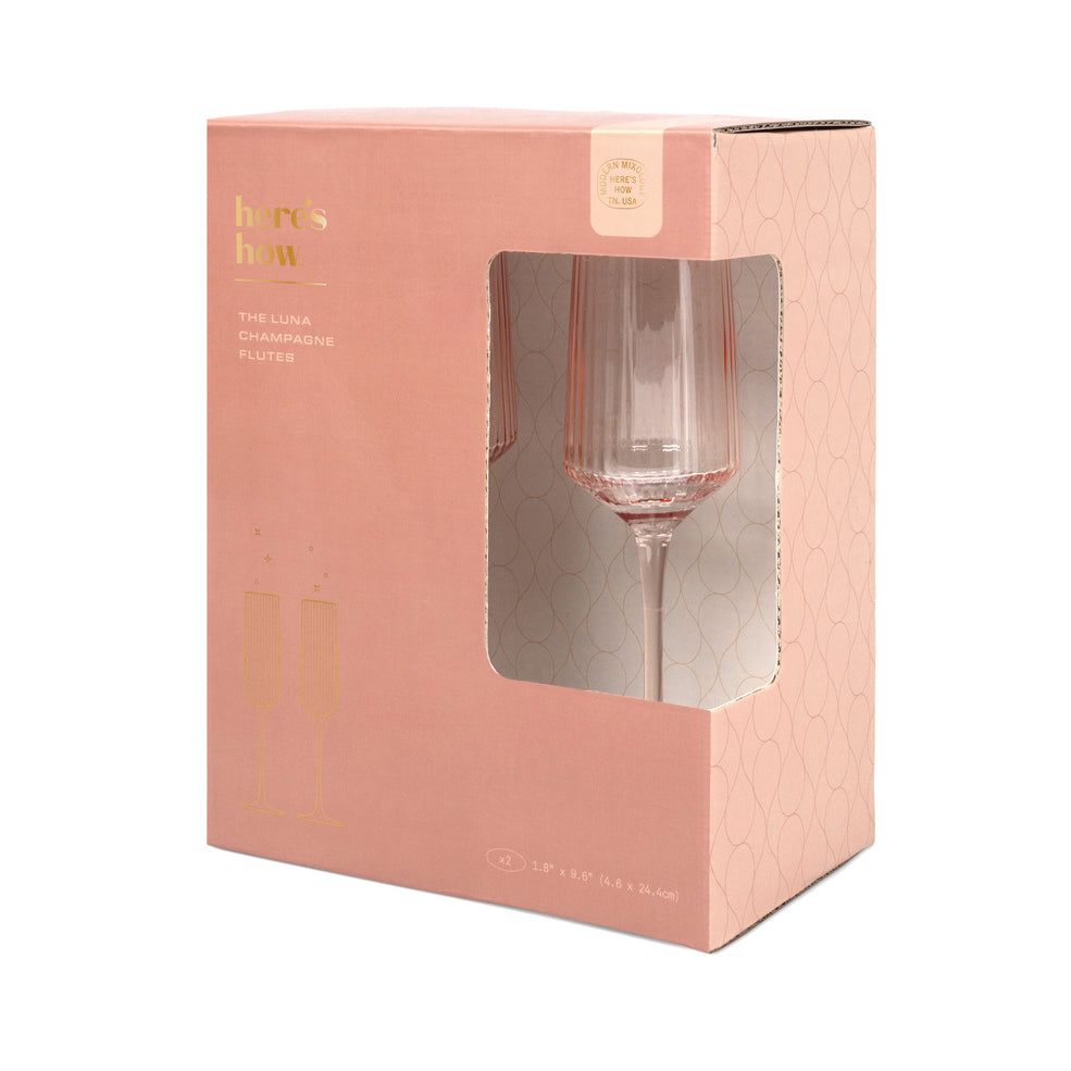 The Luna Champagne Flutes - set of 2 - Blush | Here's How