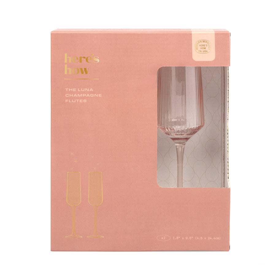 The Luna Champagne Flutes - set of 2 - Blush | Here's How