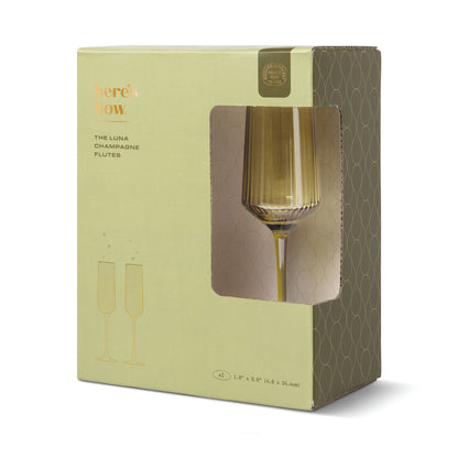 The Luna Champagne Flutes - set of 2 - Olive | Here's How