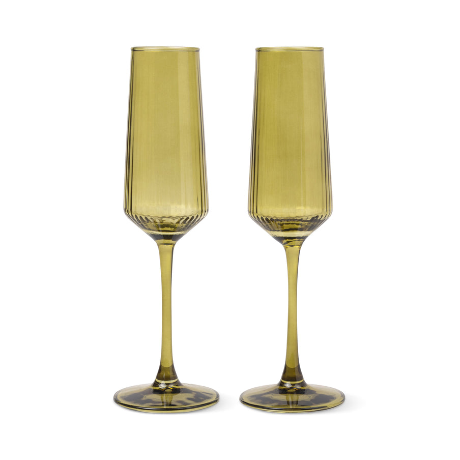 The Luna Champagne Flutes - set of 2 - Olive | Here's How