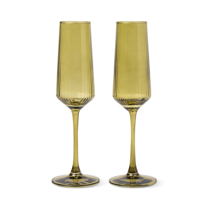 The Luna Champagne Flutes - set of 2 - Olive | Here's How