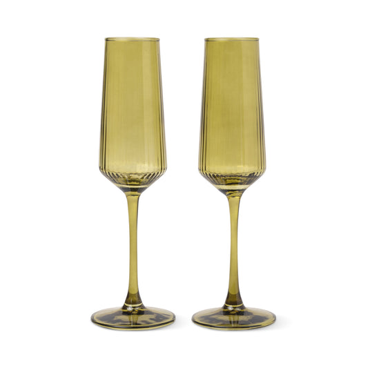 The Luna Champagne Flutes - set of 2 - Olive | Here's How