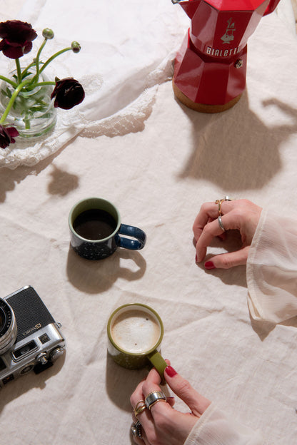 The Simon Espresso Ceramic Cups - Cream + Olive | Here's How