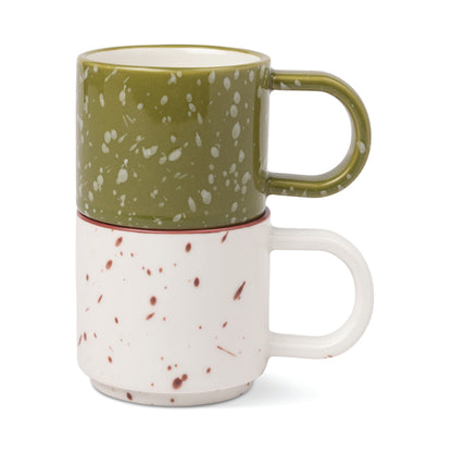 The Simon Espresso Ceramic Cups - Cream + Olive | Here's How