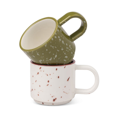 The Simon Espresso Ceramic Cups - Cream + Olive | Here's How
