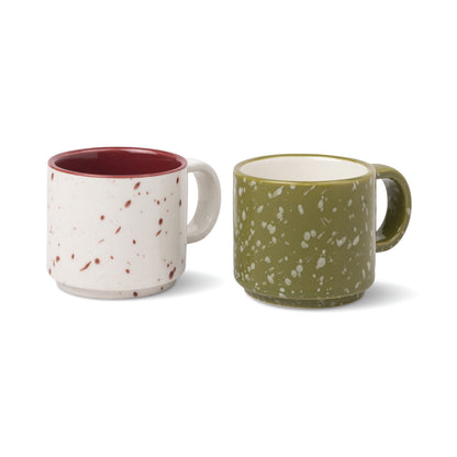 The Simon Espresso Ceramic Cups - Cream + Olive | Here's How
