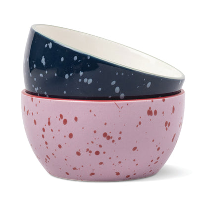 The Bella Dipping Bowls - set of 2 - Navy & Lilac Splatter | Here's How