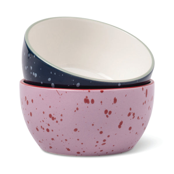 The Bella Dipping Bowls - set of 2 - Navy & Lilac Splatter | Here's How