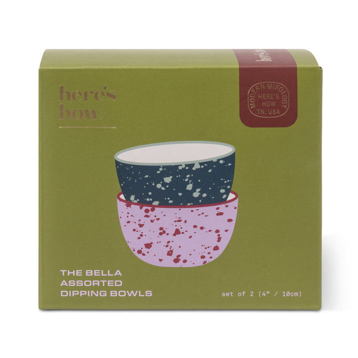 The Bella Dipping Bowls - set of 2 - Navy & Lilac Splatter | Here's How