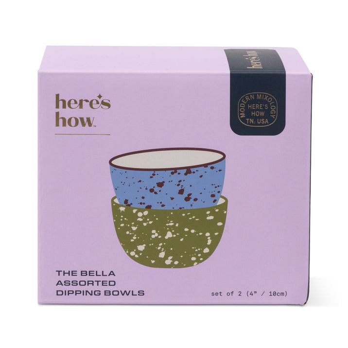 The Bella Dipping Bowls - set of 2 - Blue & Olive Splatter | Here's How
