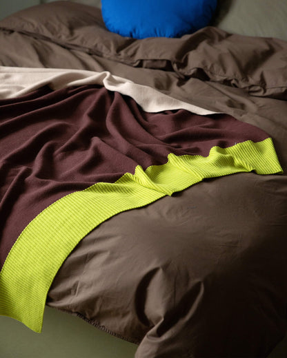 Merino Gebreide Plaid - 100% Wol - Bordeaux/Peach/Lime | SUITE702