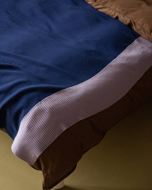 Merino Gebreide Plaid - 100% Wol - Blue/Brown/Lilac | SUITE702