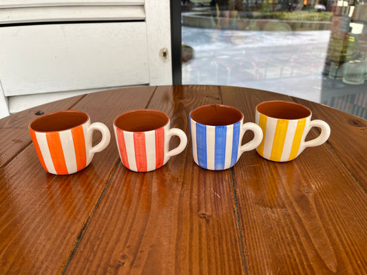 Coffee cup with handle  - Thick Vertical Lines | A Loja Da Ceramica
