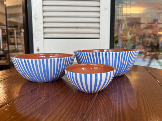 Rounded Salad Bowl - Listas - Blue  | A Loja Da Ceramica