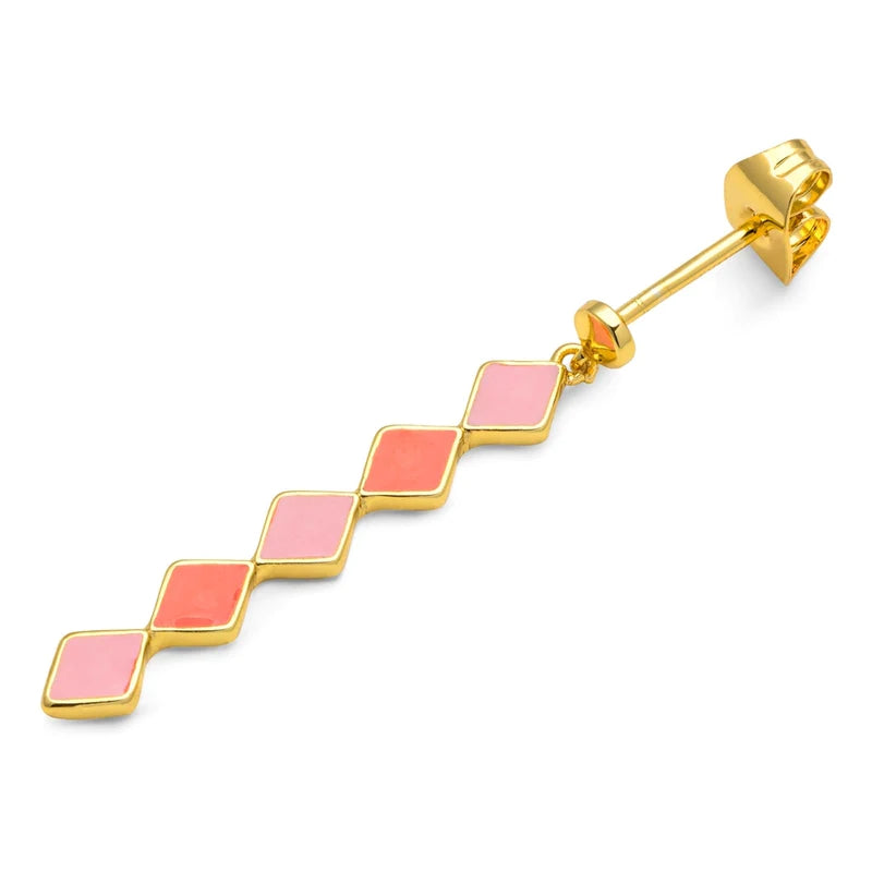 Confetti long orange coral/light pink - gold plated - 1 stuk | LULU Copenhagen - de inKijk