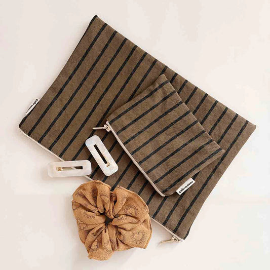 Pouch - Lili - Olive Tennis Stripes | Rose in April