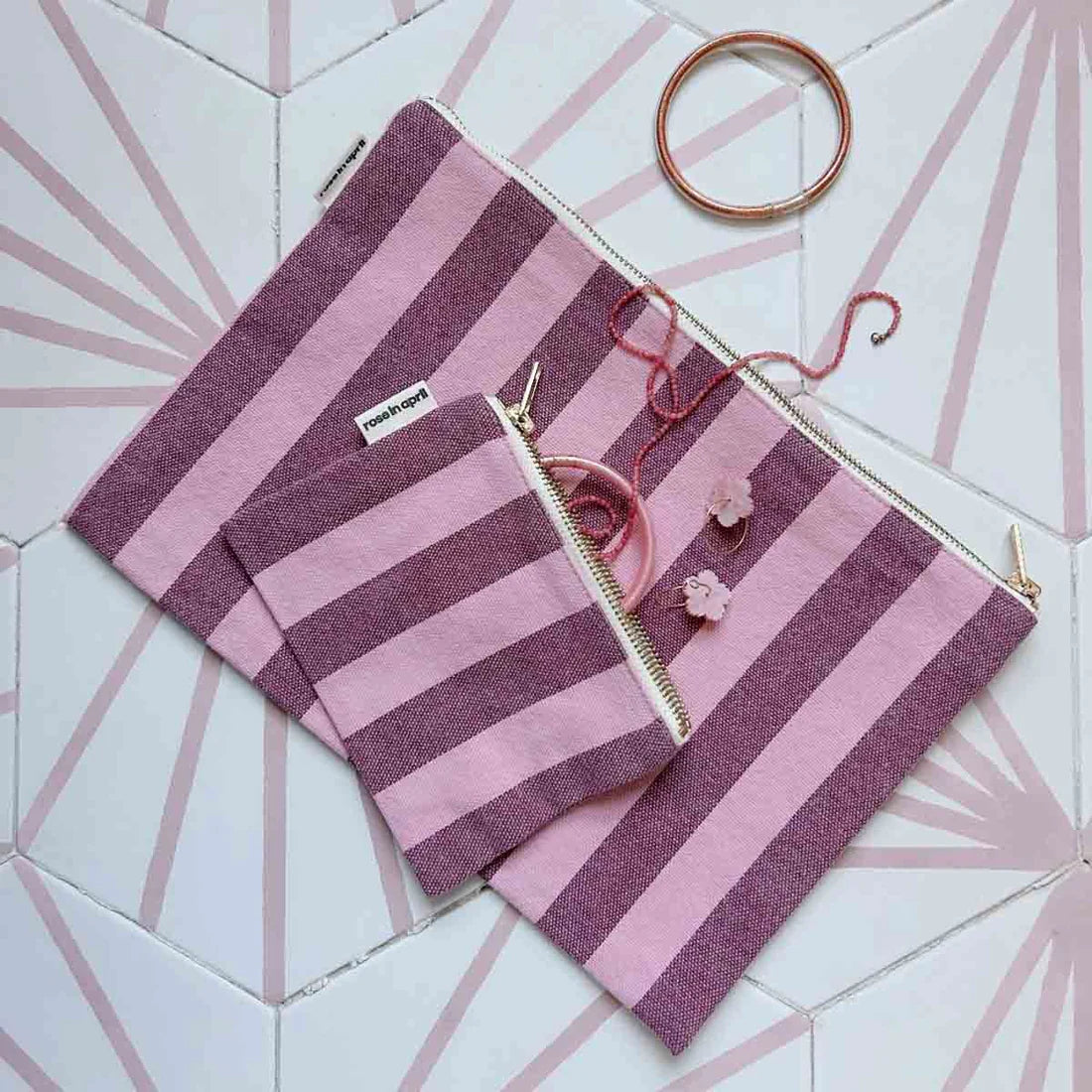 Purse - Marie - Burgundy / Bubble Pink Stripes | Rose in April