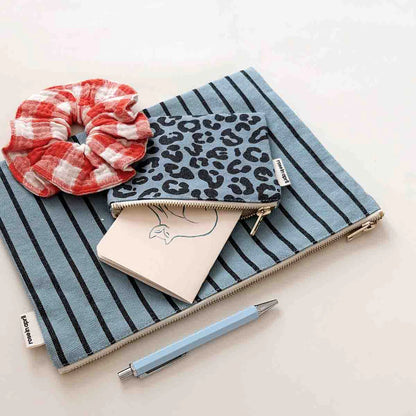 Pouch - Lili - Blue Sky Tennis Stripes | Rose in April