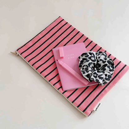 Pouch - Lili - Funky Pink Tennis Stripes | Rose in April