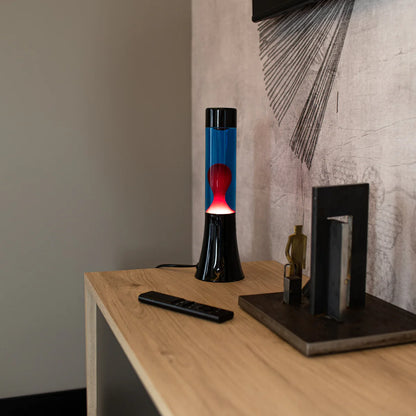 Red lava lamp - black base - blue liquid - 30 cm | Fisura - de inKijk