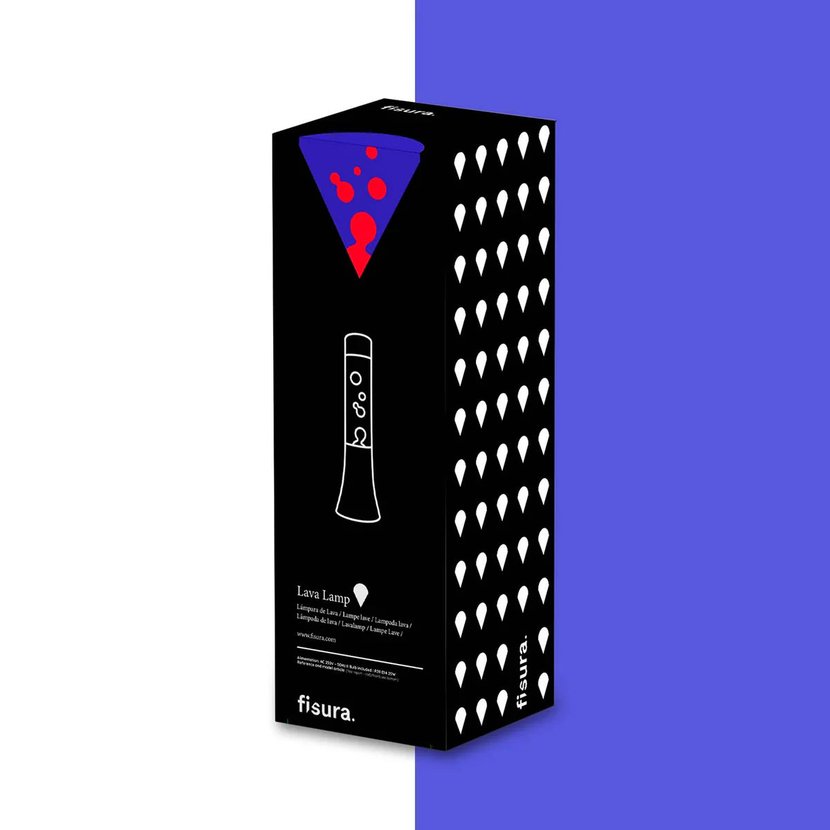 Red lava lamp - black base - blue liquid - 30 cm | Fisura - de inKijk