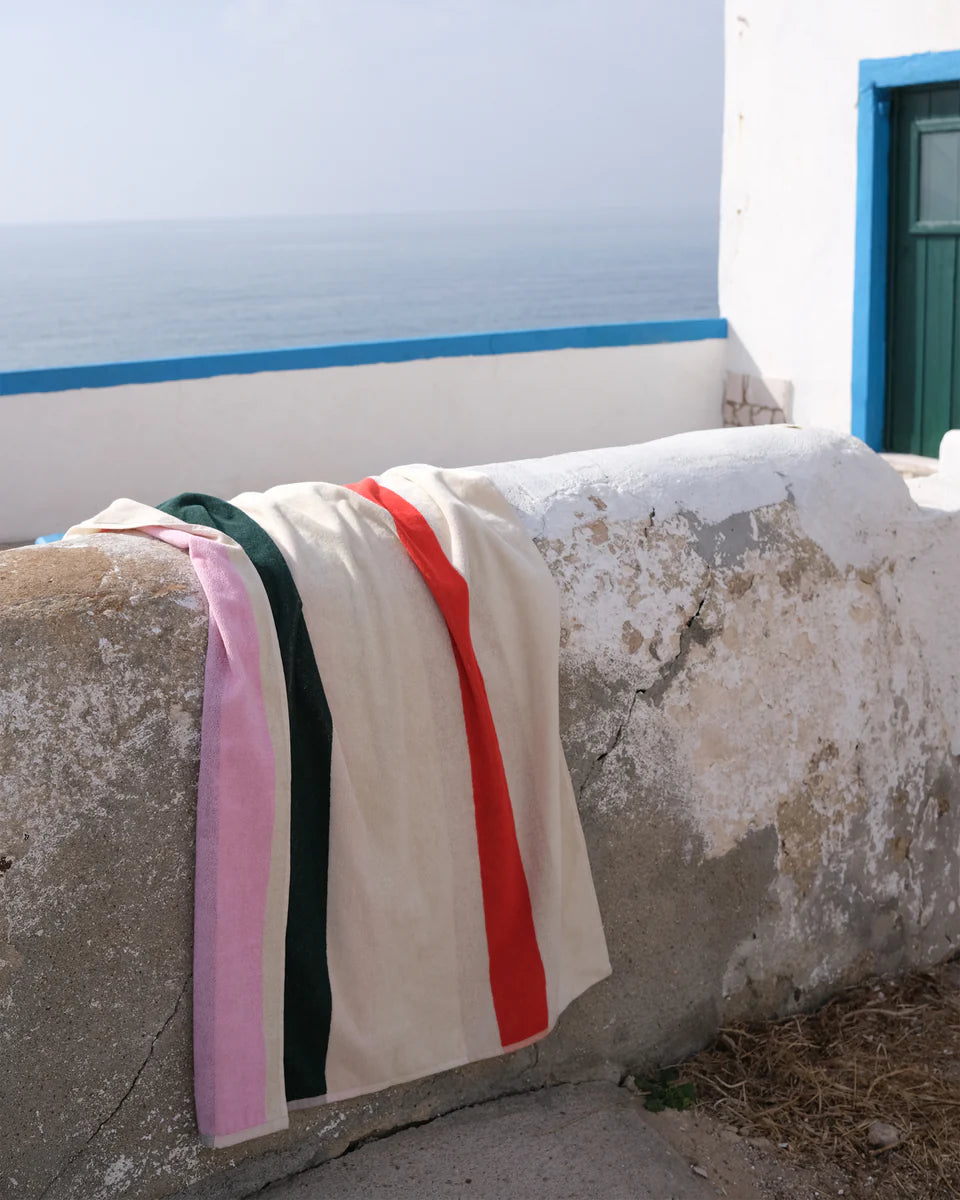 Strandlaken - Martens & Martens collectie - Red/Dark Green/Toffee/Pink | SUITE702