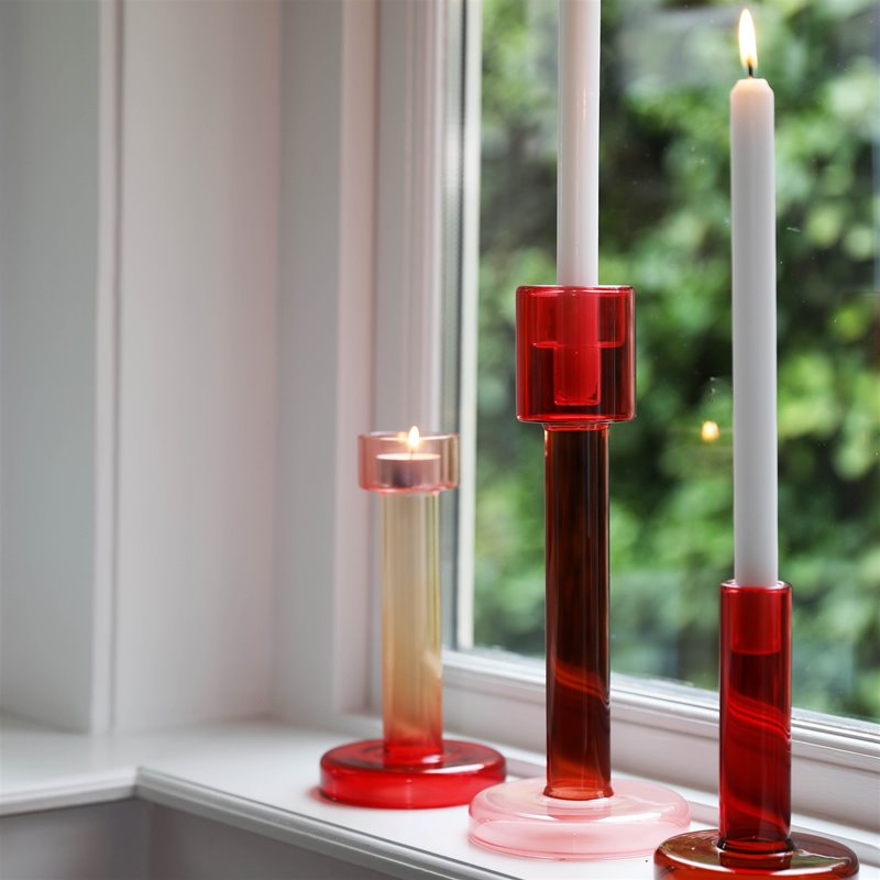 Bole Candle Holder - red/bordeaux - small | &Klevering - de inKijk