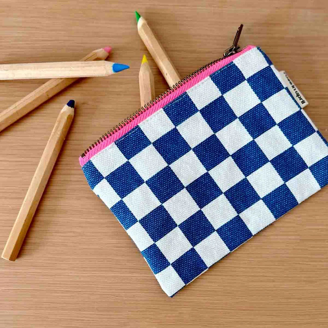 Purse - Marie - Ecru / Navy blue Checkerboard | Rose in April