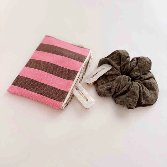 Purse - Marie - Funky Pink/Olive Stripes | Rose in April