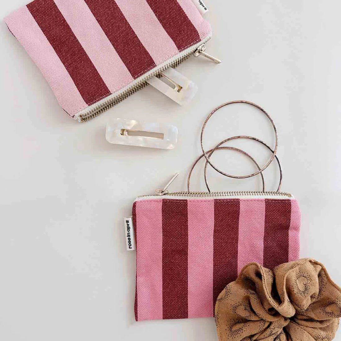 Purse - Marie - Brick / Pink Stripes | Rose in April