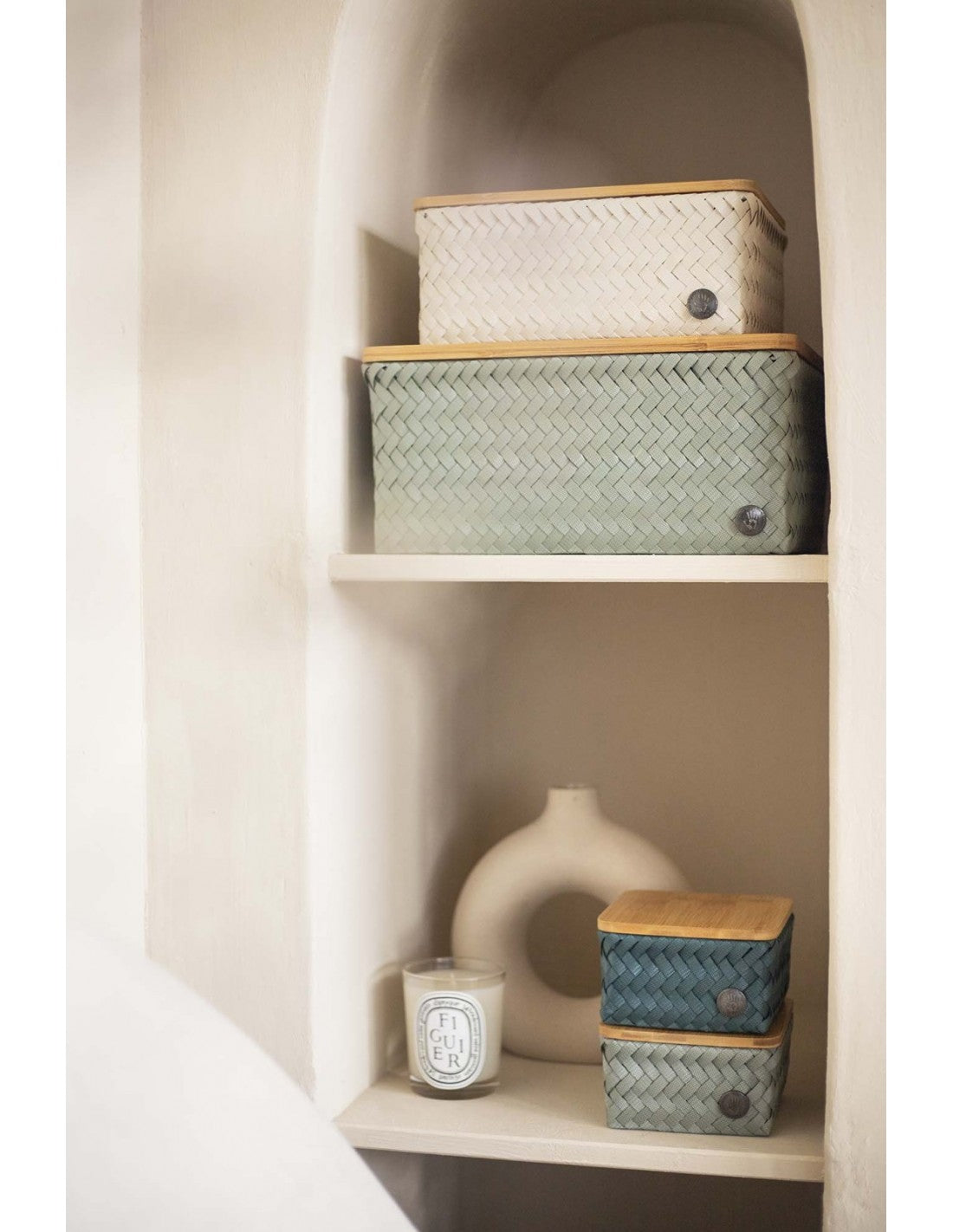 Top fit medium high - basket with bamboo cover - champagne | Handed By - de inKijk