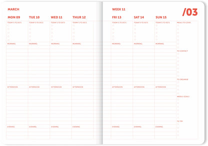 Spiral Organiser 2026 - Coral | A-Journal