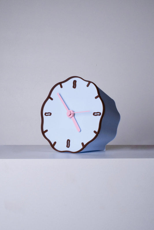Tableclock Margherita - Skyblue/Brown/Pink | Warren & Laetitia