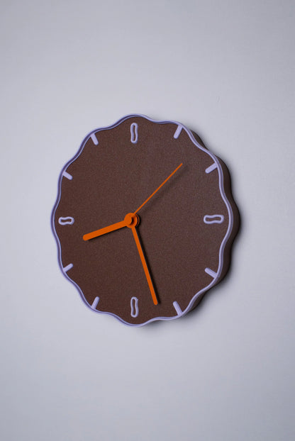 Wallclock Margherita - Brown/Lilac/Orange | Warren & Laetitia