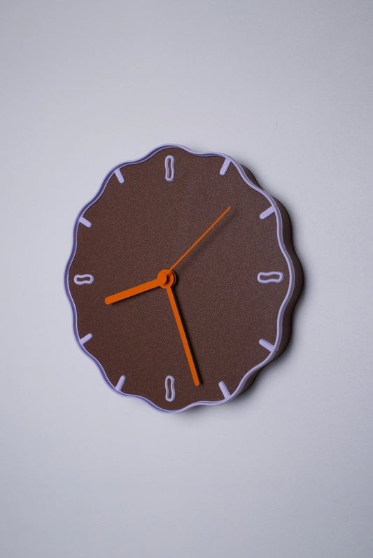 Wallclock Margherita - Brown/Lilac/Orange | Warren & Laetitia
