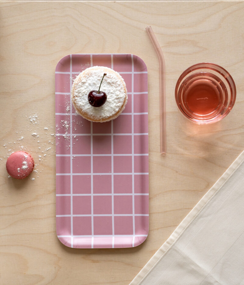 Checks & Stripes tray - pink - 27x13 cm | Muurla - de inKijk