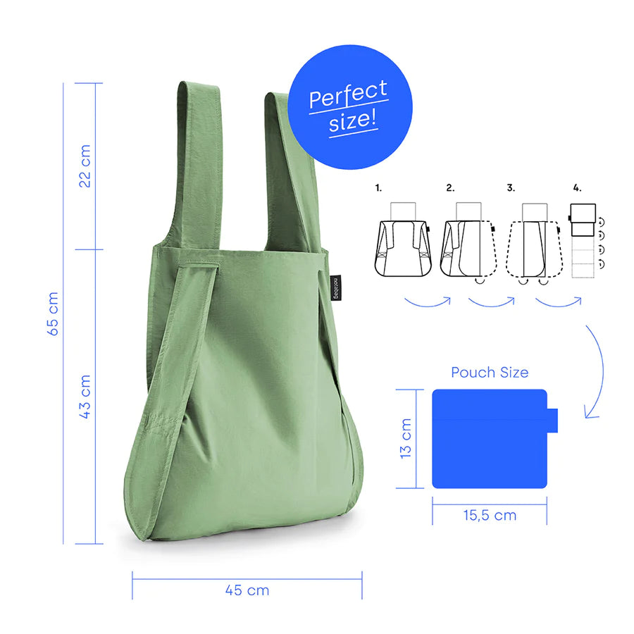 Rugzak en schoudertas in één - olive | Notabag recycled