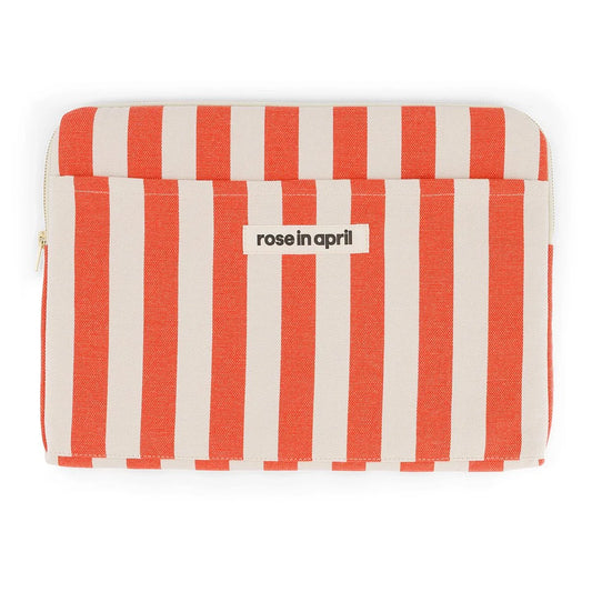 Laptop sleeve 13&14" - Octave - Stripes Greige/Tomato | Rose in April